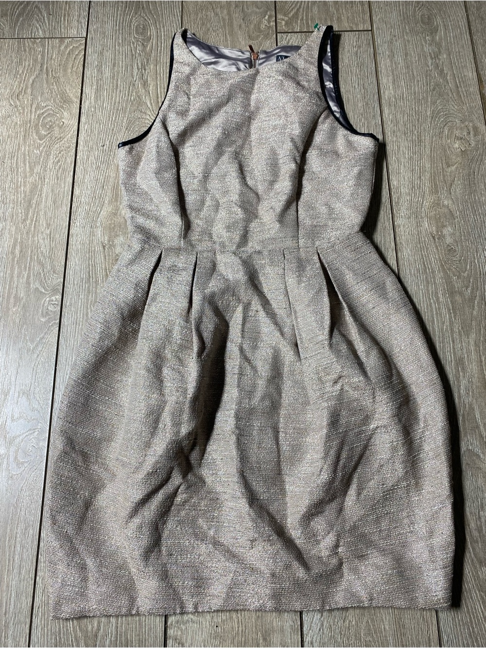Armani Exchange Metallic Shimmer Pleated Tulip Mini Dress Sz 4